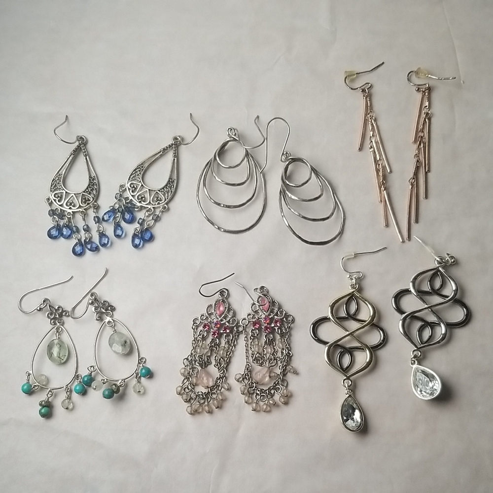 Bundle Of 6 Statement Dangle Earrings